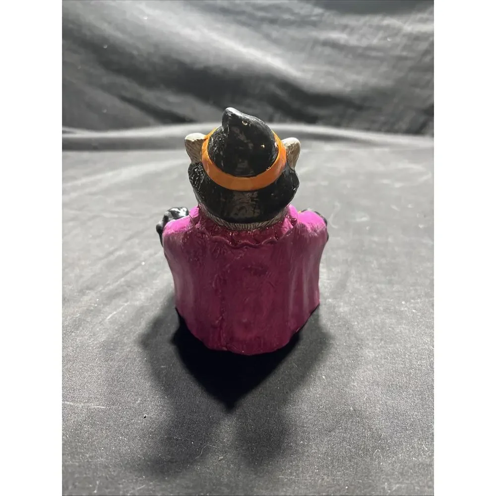Trick Or Treat Cat Trinket Holder Ceramic, Handpainted bowl decoration